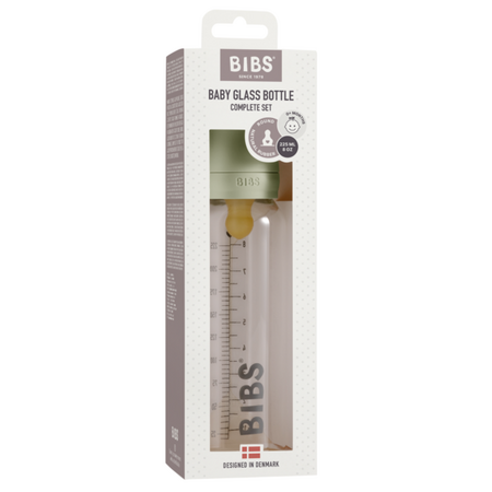 Set complet biberon anticolici din sticla, 225 ml, Sage, Bibs 541178