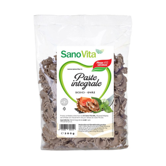 Paste integrale din ovaz in forma de scoici, 300gr, Sanovita