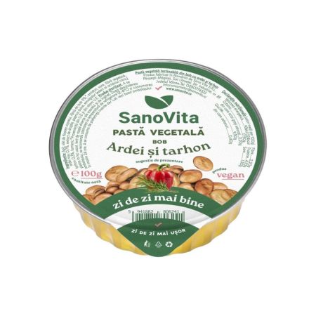 Pasta vegetala din bob cu ardei si tarhon, 100 g, Sanovita