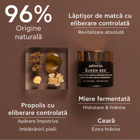 Crema pentru fata cu textura bogata Queen Bee, 50 ml, Apivita 745276
