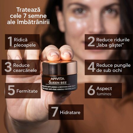 Crema antirid pentru zona ochilor Queen Bee, 15 ml, Apivita 745321