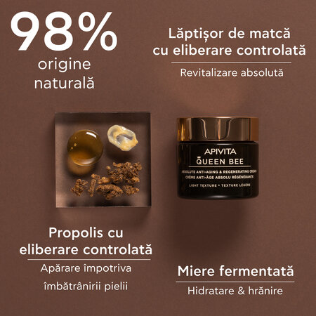 Crema lejera cu efect antirid Queen Bee, 50 ml, Apivita 745327