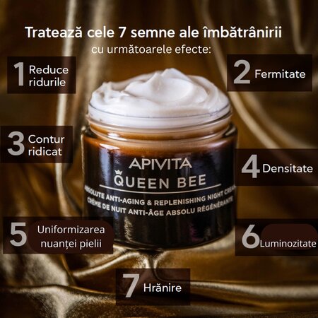 Crema antirid pentru noapte Queen Bee, 50 ml, Apivita 745301