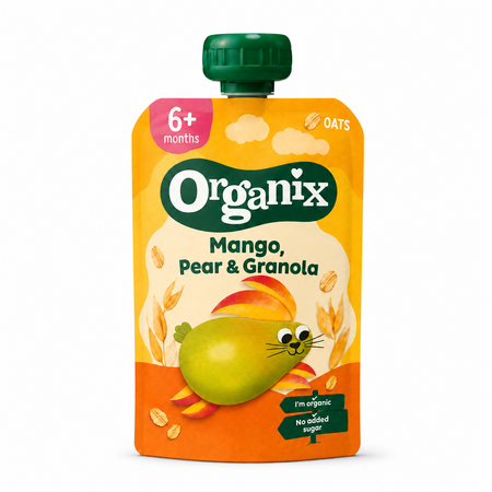 Piure Bio din mango, pere si ovaz, +6 luni, 100 g, Organix