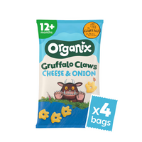 Figurine Bio din porumb cu branza si ceapa Gruffalo, +12 luni, 4 pungute x 15 g, Organix