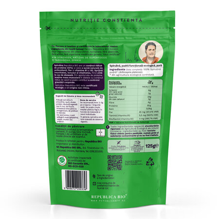 Spirulina pulbere Bio pura, 125 g, Republica Bio 795478