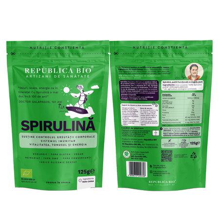 Spirulina pulbere Bio pura, 125 g, Republica Bio 795479