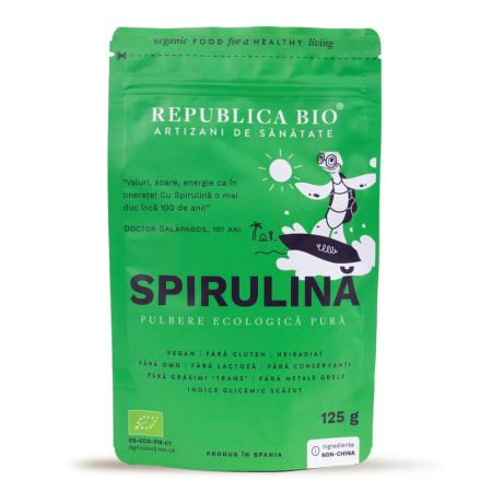 Spirulina pulbere ecologica pura, 125 g, Republica Bio