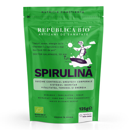 Spirulina pulbere ecologica pura, 125 g, Republica Bio