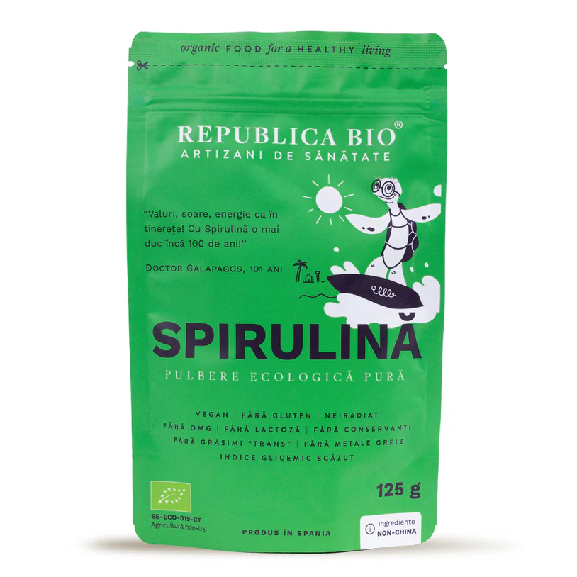 Spirulina pulbere ecologica pura, 125 g, Republica Bio