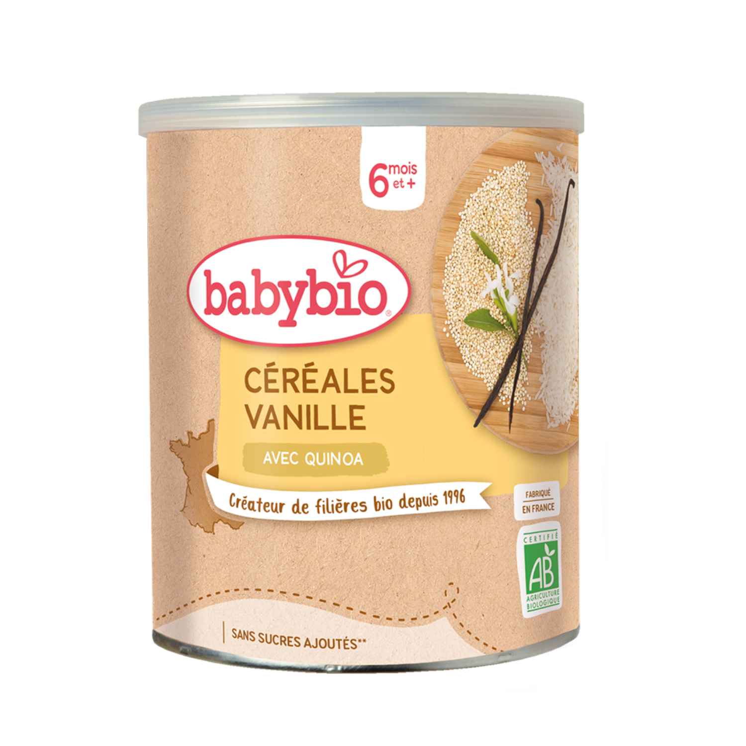 Cereale Bio cu vanilie si quinoa, 6 luni+, 220 g, BabyBio