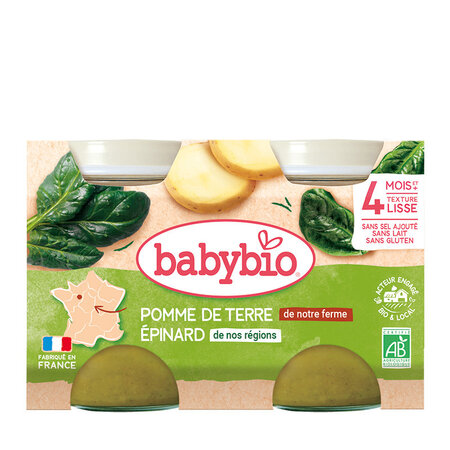 Piure Bio din spanac, +4luni, 2X130g, BabyBio