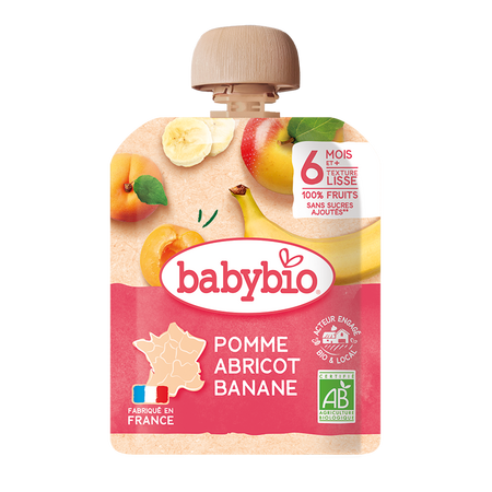 Piure din mere, caise si banane, 90 gr, Babybio