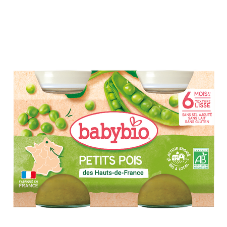 Piure Bio din mazare, +6 luni, 2x 130g, BabyBio