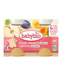 Piure Bio din mere si corcoduse, +4luni, 2X130g, BabyBio