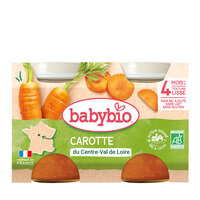 Piure Bio din morcovi, +4 luni, 2x 130g, BabyBio