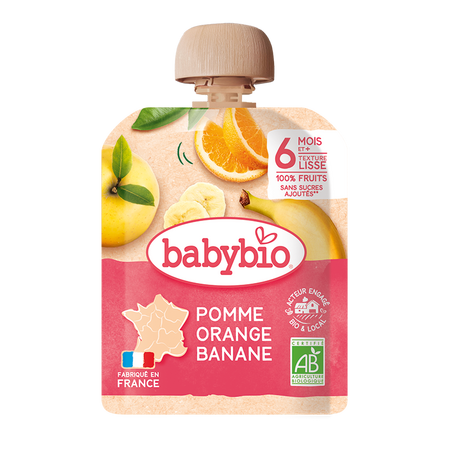 Piure Pouch Bio din portocale si banane, 90 g, Babybio