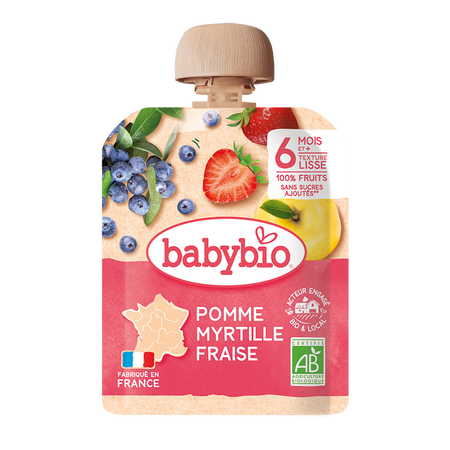 Piure Pouch de mere, afine si capsuni, 90 gr, Babybio