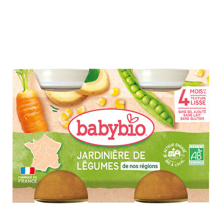 Piure Bio din legume de gradina, +4 luni, 2x 130g, BabyBio