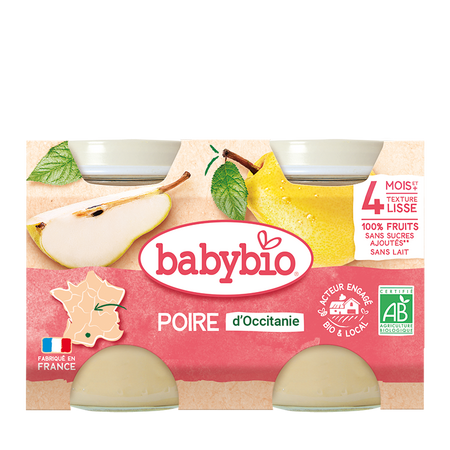 Piure Bio din pere Williams, +4 luni, 2x 130g, BabyBio