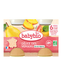 Piure Bio din fructe, +6 luni, 2x130g, BabyBio