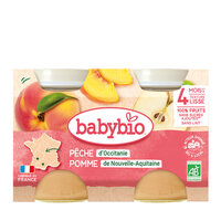 Piure Bio cu piersici si mere, +4 luni, 2x 130g, BabyBio