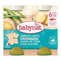 Piure Bio din cartofi, fasole verde si cod, +6luni, 2X200g, Babybio