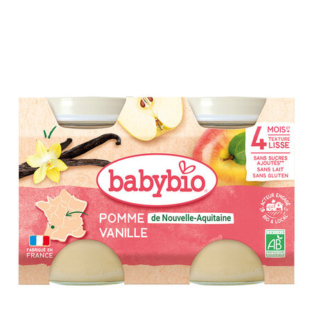 Piure Bio din mere si extrac de verbena, +4 luni, 2x 130g, BabyBio