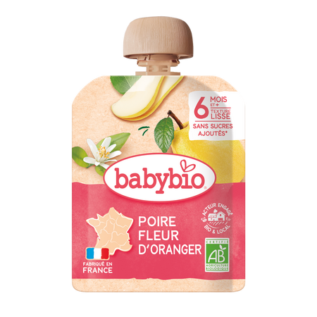 Piure Pouch Bio din pere si flori de portocal, 90 g, Babybio
