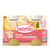 Piure Bio din banane si mere, +4 luni, 2x 130g, BabyBio