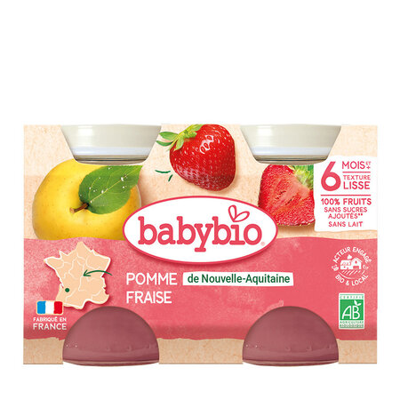Piure Bio din mere, capsuni si afine, +6 luni, 2x 130g, BabyBio