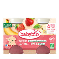 Desert fara zahar din banane, capsuni si menta, +6 luni, 2x 130 g, BabyBio