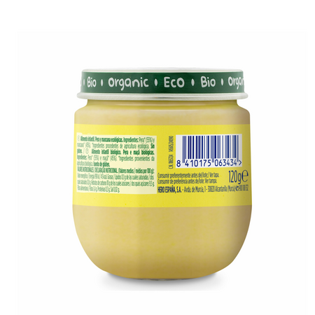 Piure Bio de pere si mere Solo, 4 luni+, 120 g, Hero Baby 702039