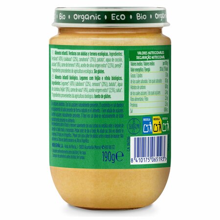 Meniu Bio de legume, fasole si carne de vitel Solo, 6 luni+, 190 g, Hero Baby 702012