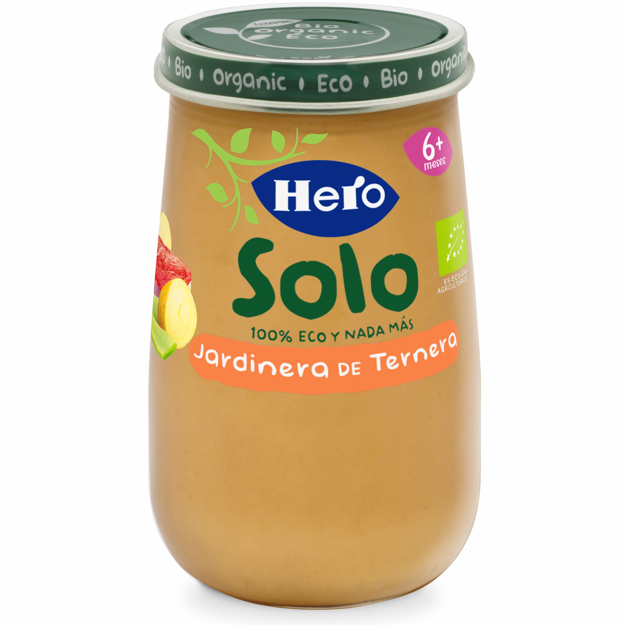 Meniu Bio de legume cu carne de vitel Solo, +6 luni, 190 g, Hero Baby