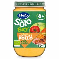 Meniu Bio de legume, orez, carne de pui si linte Solo, 6 luni+, 190 g, Hero Baby