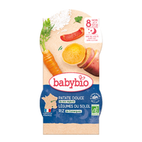 Piure Bio meniu din cartofi dulci si legume, +8luni, 2X200g, BabyBio