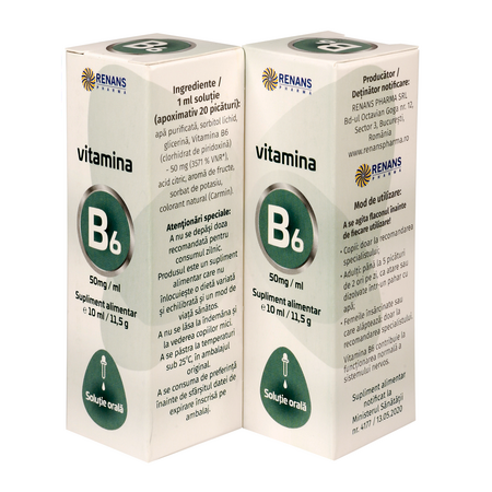 Vitamina B6 solutie orala, 50mg/ml, 10ml, Renans 758755