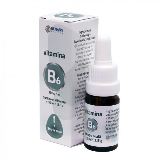 Vitamina B6 solutie orala, 50mg/ml, 10ml, Renans