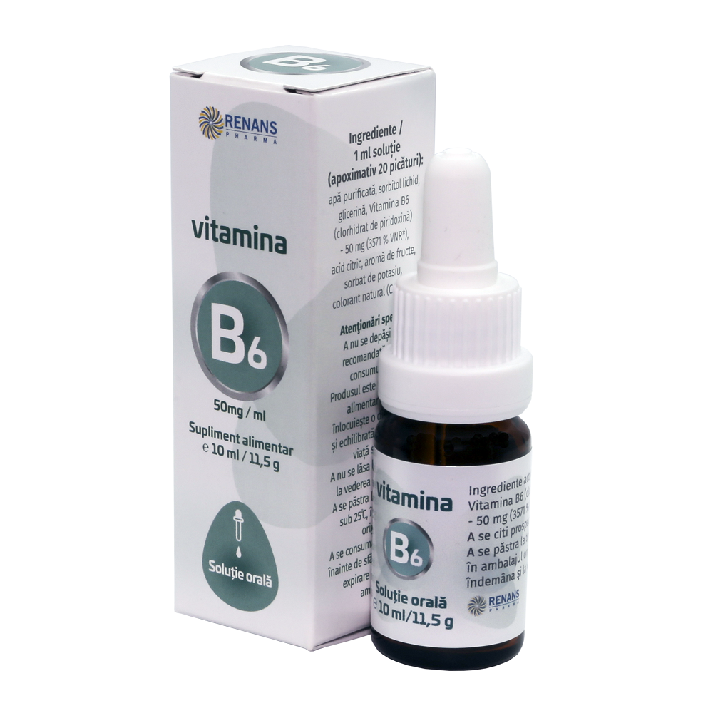 Vitamina B6 solutie orala, 50mg/ml, 10ml, Renans