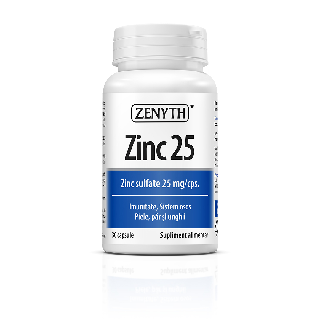Zinc 25 sulfat de zinc, 25 mg/cps, 30 capsule, Zenyth