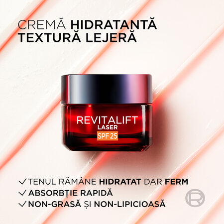 Crema antirid de zi cu SPF25 si tripla actiune Revitalift Laser, 50 ml, Loreal Paris 713048