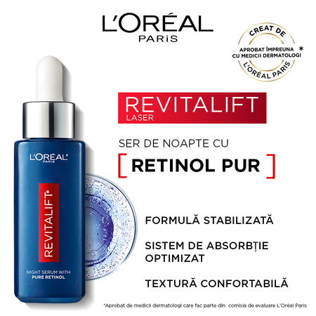 Ser de noapte antirid Revitalift Laser, 30 ml, Loreal Paris 542777