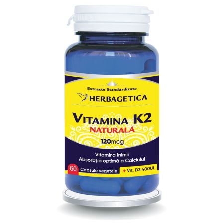 Vitamina K2 MK7 naturala 120mcg, 60 capsule, Herbagetica