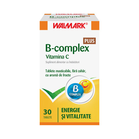 B Complex si Vitamina C, 30 tablete masticabile, Walmark