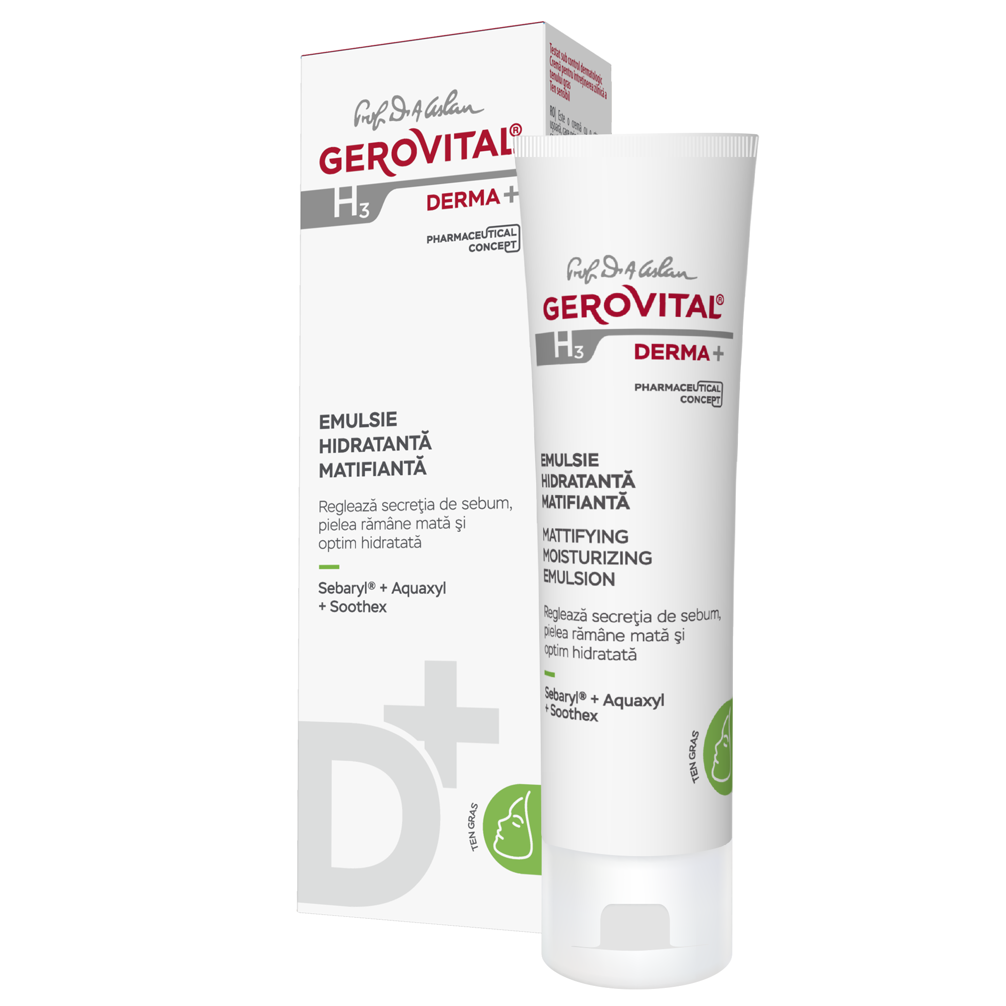 Emulsie hidratanta matifianta ten gras Gerovital H3 Derma+, 50 ml, Farmec