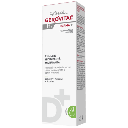 Emulsie hidratanta matifianta ten gras Gerovital H3 Derma+, 50 ml, Farmec 569861