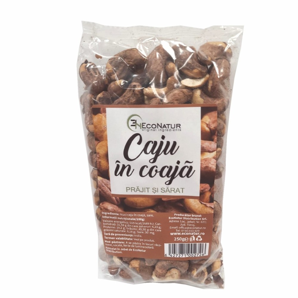 Caju in coaja prajite si sarate, 250 gr, EcoNatur