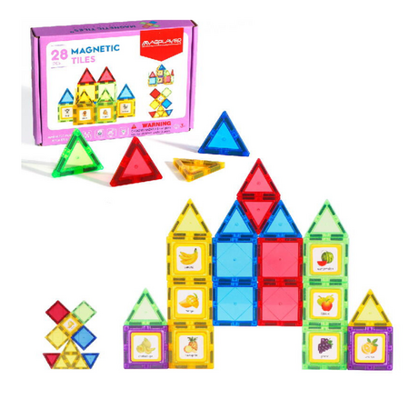 Set de constructie magnetic 3D cu 28 piese, Magplayer