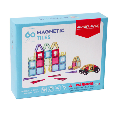 Set de constructie magnetic 3D, 3 ani+, 60 piese, Magplayer 543395